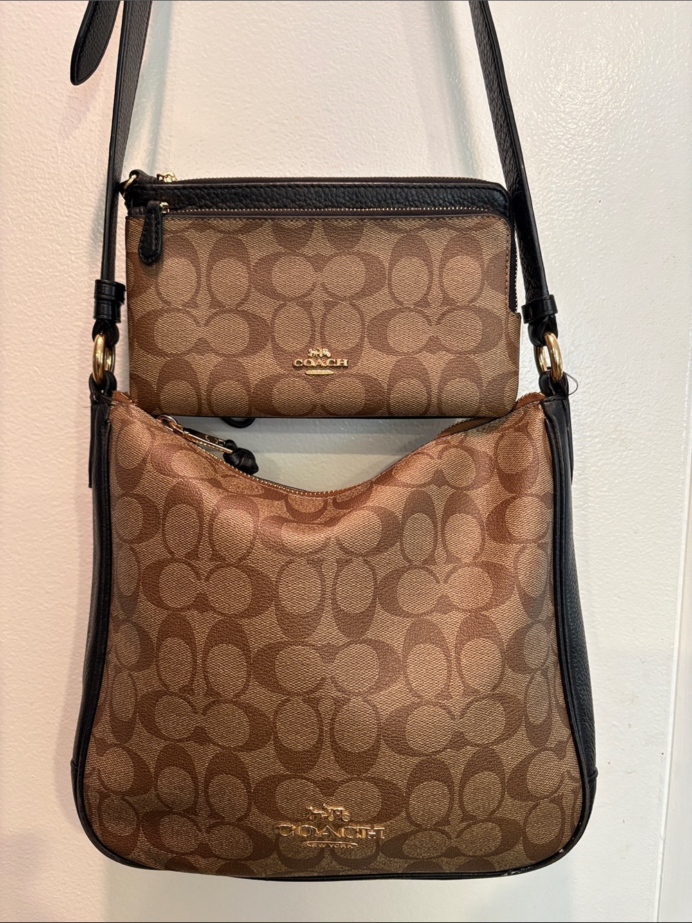 Coach Ellie Brown Signature Canvas Shoulder Bag with Wristlet